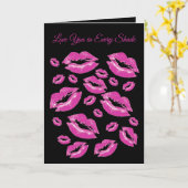 Playful Pink Lip Print Flirtatious Fun カード (黄色い花)