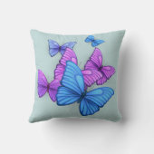 Playful Pink & Purple Butterflies Pillow クッション (裏面)