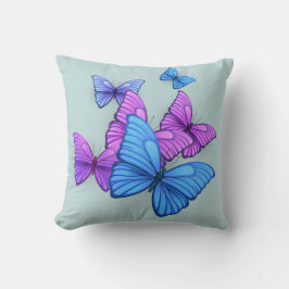 Playful Pink & Purple Butterflies Pillow クッション
