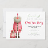Playful pink santa Christmas party invitation  招待状 (正面)
