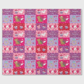 Playful Pink Valentine Patchwork ラッピングペーパー (フラット)