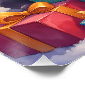 Playful Pitbull Opening Christmas Gifts Holiday ポスター (コーナー)