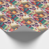 Playful Pitbull Opening Christmas Gifts Holiday ラッピングペーパー (角)