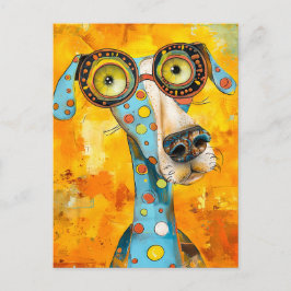 Playful Pop-Art Dog in Bright Hues ポストカード