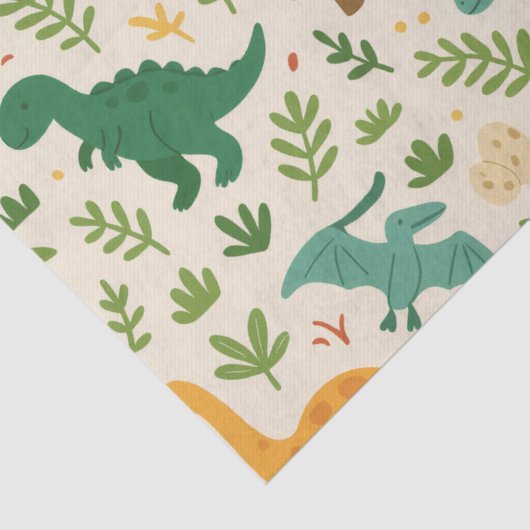 Playful Prehistoric Dinosaur Pattern Cheerful Leaf 薄葉紙 (詳細)