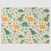 Playful Prehistoric Dinosaur Pattern Cheerful Leaf 薄葉紙 (正面)