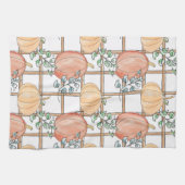 Playful pumpkin and plaid キッチンタオル (横)