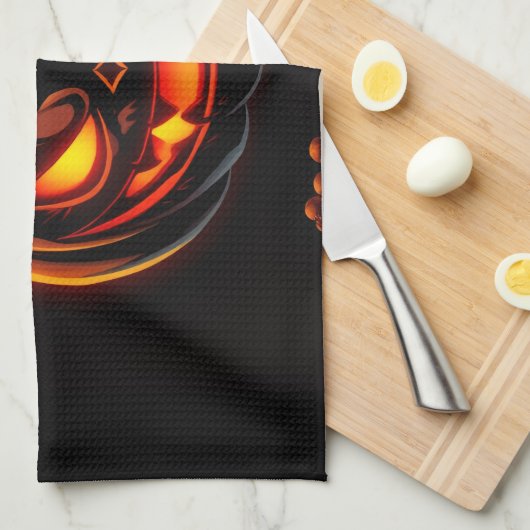 Playful Pumpkin Monster Halloween Kitchen Towel キッチンタオル (四つ折り)
