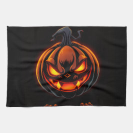 Playful Pumpkin Monster Halloween Kitchen Towel キッチンタオル