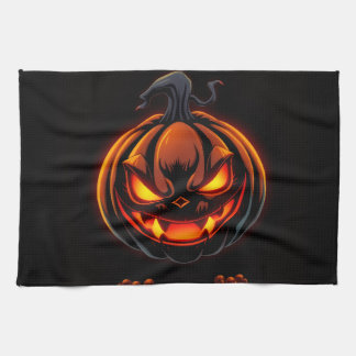 Playful Pumpkin Monster Halloween Kitchen Towel キッチンタオル