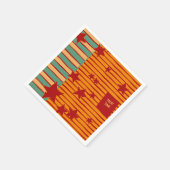 Playful Pumpkin Orange Retro Halloween Star Stripe スタンダードカクテルナプキン (角)