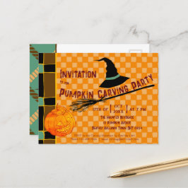 Playful Pumpkin Orange Retro Jack-o'-Lantern Kids’ ポストカード