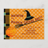 Playful Pumpkin Orange Retro Jack-o'-Lantern Kids’ ポストカード (正面)