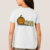 Playful Pumpkin with Three Spooky Ghosts トライブレンドＴシャツ (裏面)