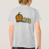 Playful Pumpkin with Three Spooky Ghosts トライブレンドＴシャツ (裏面)