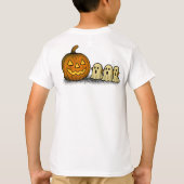 Playful Pumpkin with Three Spooky Ghosts Tシャツ (裏面)
