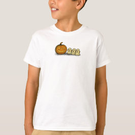 Playful Pumpkin with Three Spooky Ghosts Tシャツ
