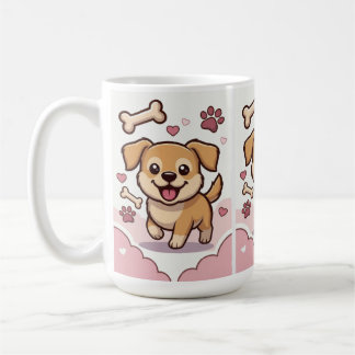 Playful Puppy Joy – Cute Cartoon Dog in Pastel  コーヒーマグカップ