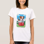 Playful Puppy on Red Cooler Tシャツ (正面)