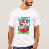 Playful Puppy on Red Cooler Tシャツ (正面)