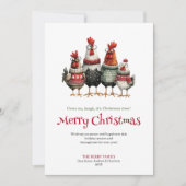 Playful quirky chickens Christmas greeting card シーズンカード (正面)