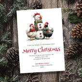 Playful Quirky Chickens Holiday Greeting Card シーズンカード