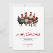 Playful Quirky Chickens Holiday Greeting Card シーズンカード (正面)