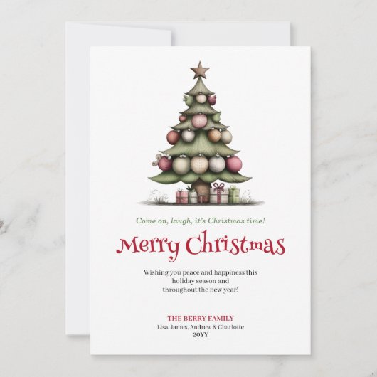 Playful quirky Christmas tree greeting card シーズンカード (正面)