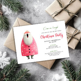 Playful quirky pink santa Christmas invite 招待状
