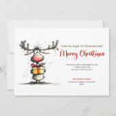Playful quirky reindeer Christmas greeting card シーズンカード (正面)