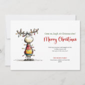 Playful Quirky Reindeer Christmas Party Card シーズンカード (正面)