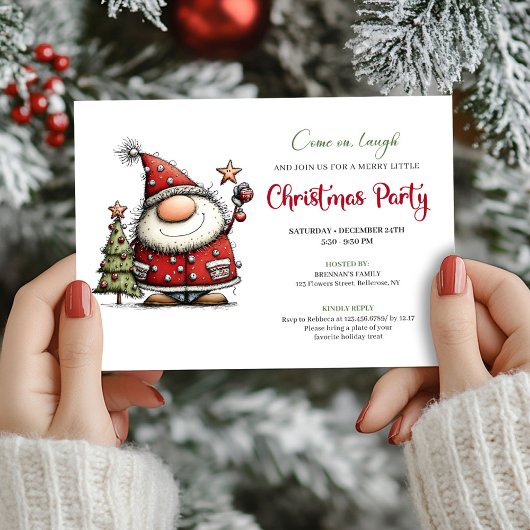 Playful quirky Santa Christmas party invitation 招待状