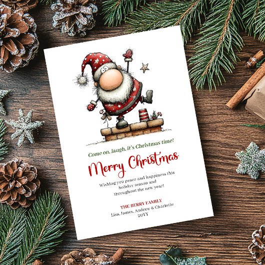Playful Quirky Santa Classic Christmas Greeting   シーズンカード