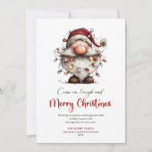 Playful Quirky Santa Classic Red Green Greeting シーズンカード (正面)