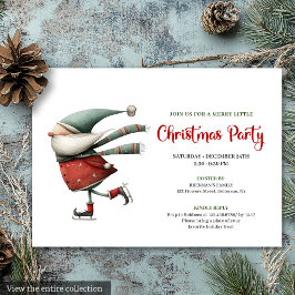 Playful Quirky Santa Watercolor Holiday Invite 招待状