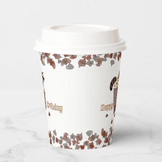 Playful Raccoon Chocolate Chip Birthday 紙コップ (左)