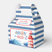 Playful Red Blue Nautical Waves Baby Shower フェイバーボックス (正面サイド)