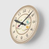 Playful Red Cat and Mouse Wall Clock - Artistic  ラウンド壁時計 (傾斜)