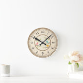 Playful Red Cat and Mouse Wall Clock - Artistic  ラウンド壁時計 (ホーム)