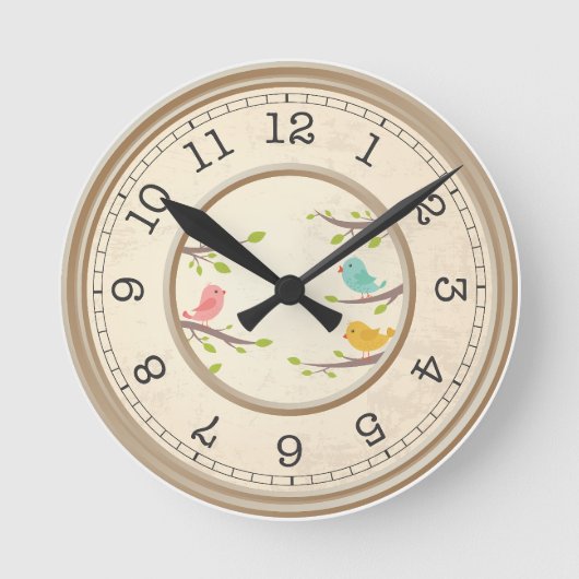 Playful Red Cat and Mouse Wall Clock - Artistic  ラウンド壁時計 (正面)