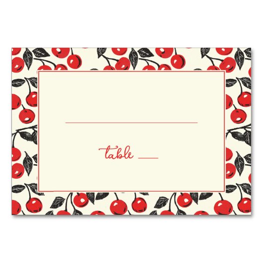 Playful Red Cherry Border テーブルナンバー (正面)