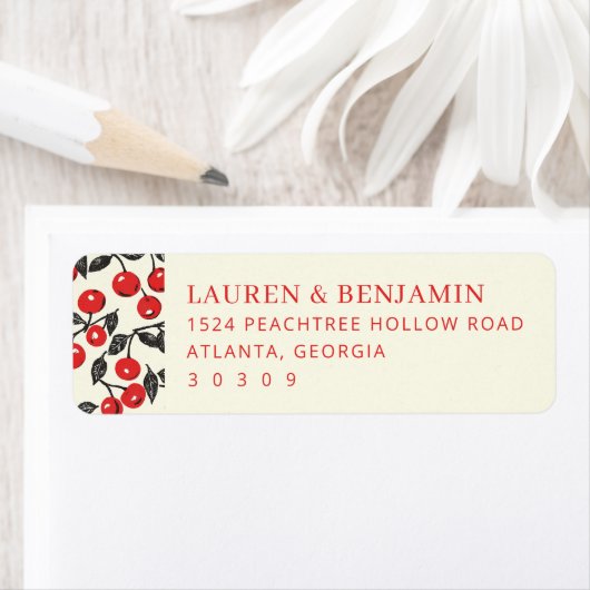 Playful Red Cherry Illustration ラベル (インサイチュ)