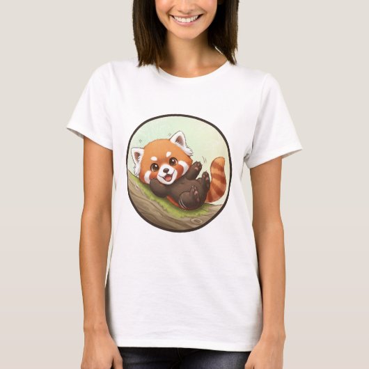 Playful Red Panda Forest Tee Tシャツ (正面)