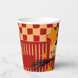 Playful Red Retro Witch Hat Halloween Starry Party 紙コップ