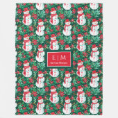 Playful red watercolor preppy monogram throw wrap フリースブランケット (正面)