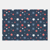 Playful Red White Blue Star Gift Wrap ラッピングペーパーシート (正面2)