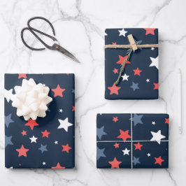 Playful Red White Blue Star Gift Wrap ラッピングペーパーシート