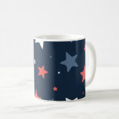 Playful Red White Blue Star Notebook コーヒーマグカップ (正面右)