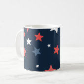 Playful Red White Blue Star Notebook コーヒーマグカップ (正面左)