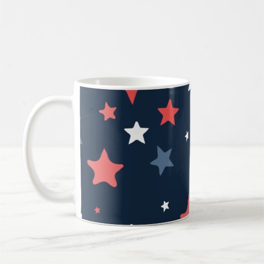 Playful Red White Blue Star Notebook コーヒーマグカップ (左)